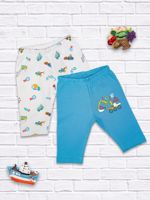 

MeeMee Infant Kids Pack Of 2 Cotton Ankle Length Leggings, Blue