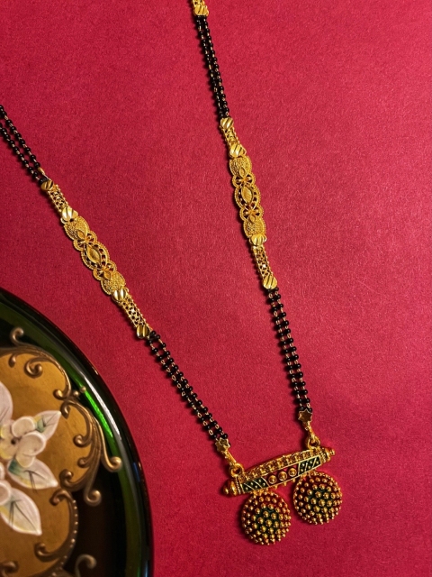 

Digital Dress Room Woman Gold Plated Long Mangalsutra With Vati Pendant