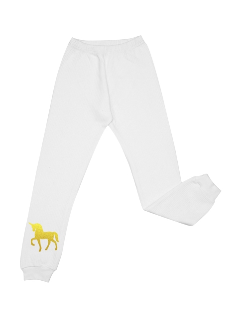 

DChica Girls White & Gold Printed Thermal Bottoms