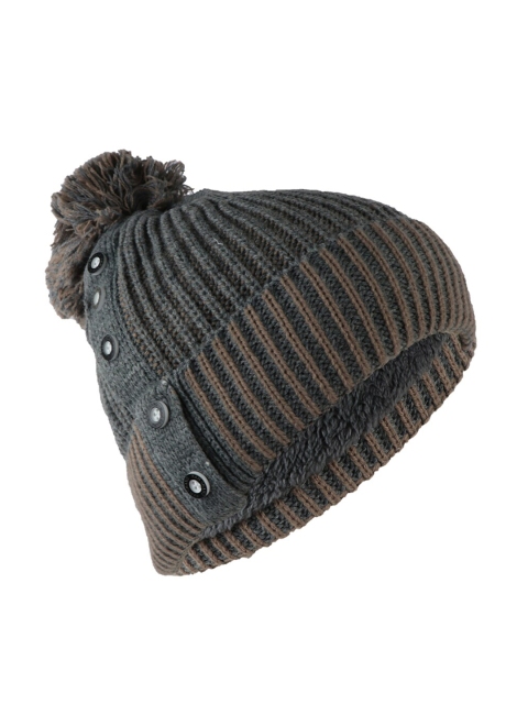 

iSWEVEN Unisex Grey Ribbed Woolen Beanie