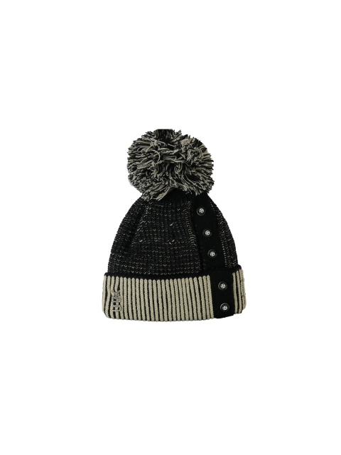

iSWEVEN Unisex Black & Beige Woollen Beanie