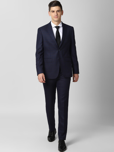 

Peter England Elite Men Navy Blue Solid 2-Piece Single Breasted Slim-Fit Formal Suit