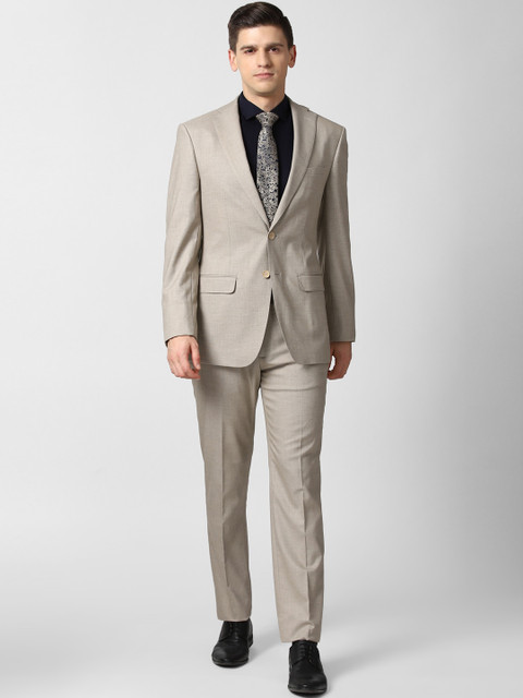 

Peter England Elite Men Beige Solid Single-Breasted Slim-Fit 2-Piece Formal Suit