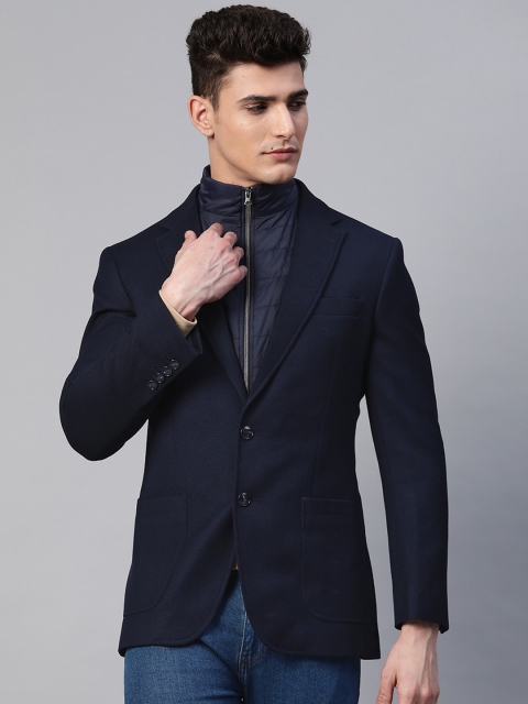 

Marks & Spencer Men Navy Blue Solid Regular-Fit Single-Breasted Casual Blazer