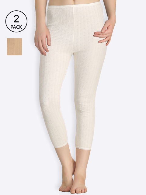 

Kanvin Women Pack of 2 Off White & Beige Thermal Bottoms