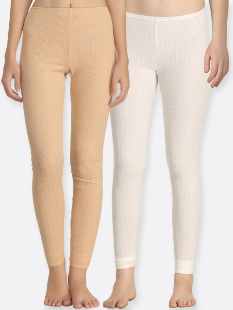 

Kanvin Women Pack Of 2 Solid Thermal Bottoms, Off white