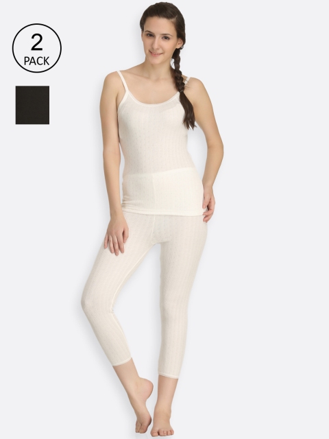 

Kanvin Women Pack Of 2 Off White & Black Thermal Set