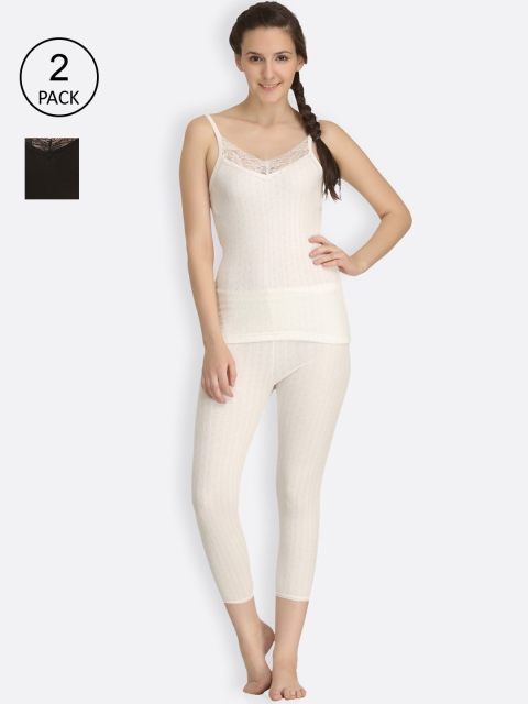 

Kanvin Pack of 2 Off White & Black Solid Thermal Set