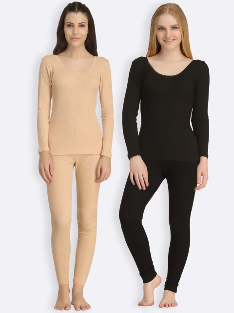 

Kanvin Women Pack Of 2 Thermal Set, Beige