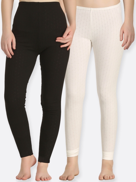 

Kanvin Women Pack Of 2 Solid Thermal Bottoms, Off white