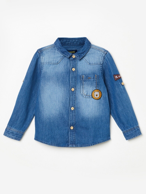 

Juniors by Lifestyle Boys Blue Faded Opaque Faded Casual Shirt