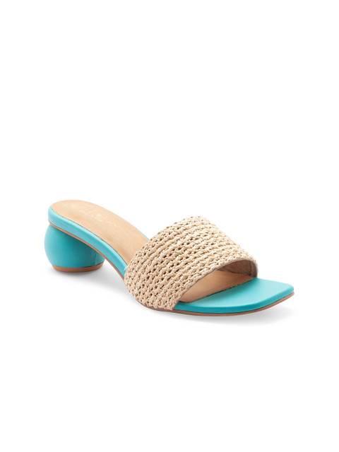 

Sole To Soul Turquoise Blue & Beige Block Sandals
