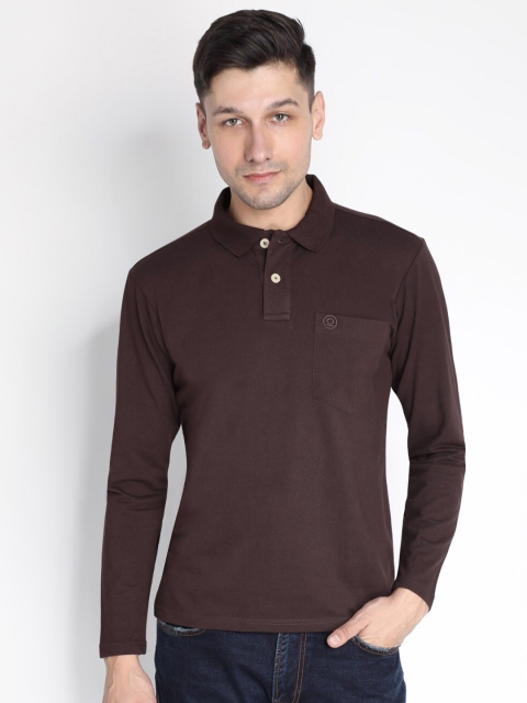 

Chkokko Men Brown Polo Collar Pockets T-shirt