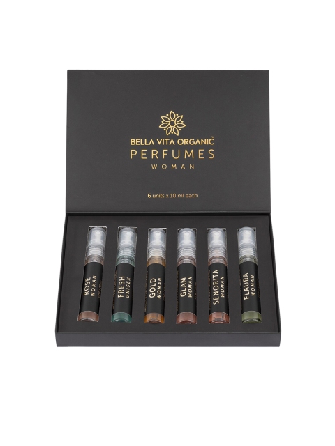 

Bella Vita Organic Women Set of 6 Luxury Perfumes 10ml each, Transparent