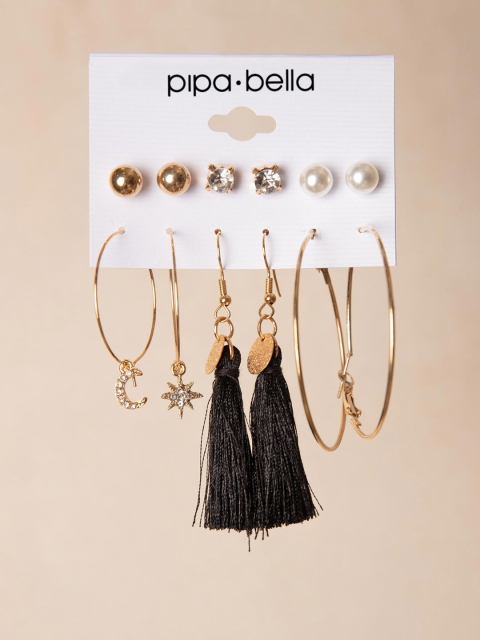

Pipa Bella Set of 6 Gold-Toned Circular Drop Earrings
