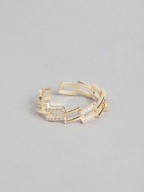 

Pipa Bella Women Gold-Toned Stone-Studded Adjustable Finger Ring