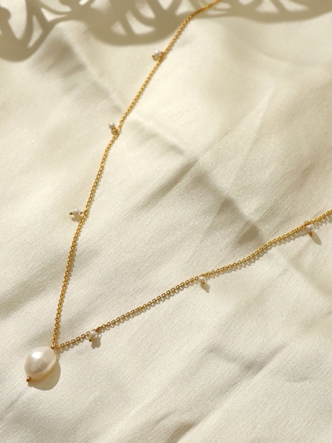 

Pipa Bella Gold-Toned Off White Beads Studded Necklace
