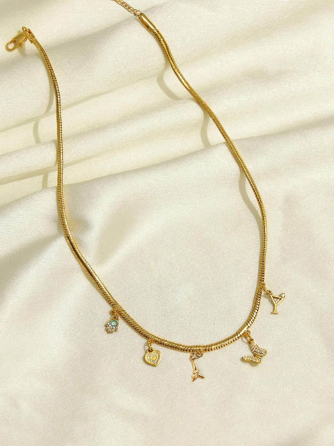 

Pipa Bella Women Gold-Toned Brass Gold-Plated Studded Chain Necklace