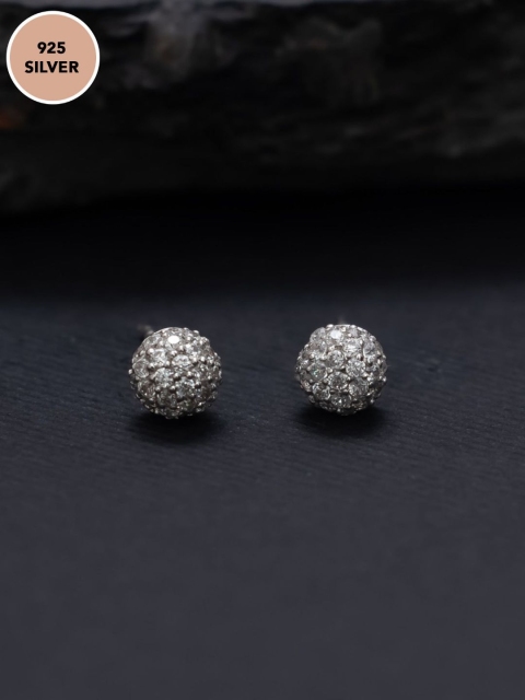 

Pipa Bella Sterling Silver-Toned Spherical CZ Studs