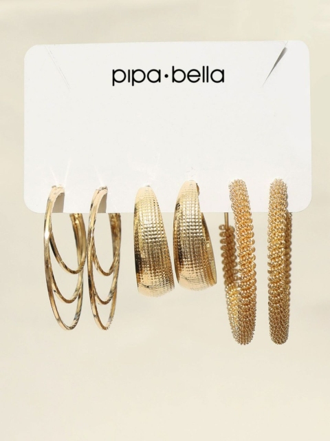 

Pipa Bella Set of 3 Gold-Toned Circular Hoops