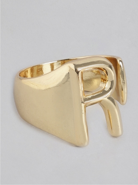 

Pipa Bella Women Gold-Plated R Initial Adjustable Finger Ring