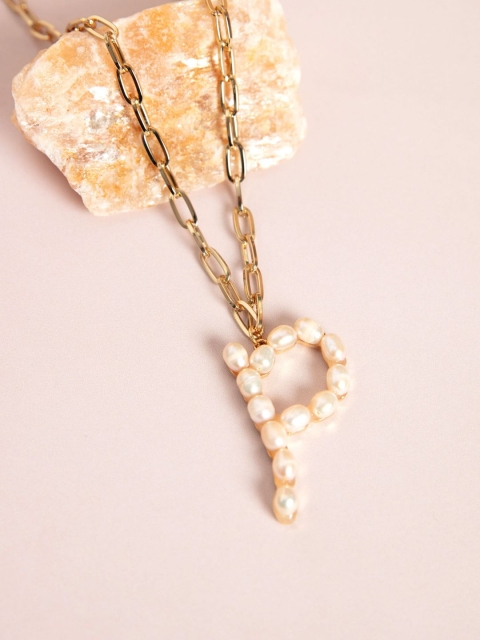 

Pipa Bella Gold-Toned & Off-White Beaded Initial P Necklace