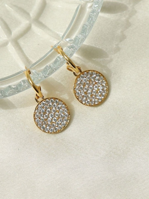 

Pipa Bella Gold-Toned Stone Studded Circular Drop Earrings