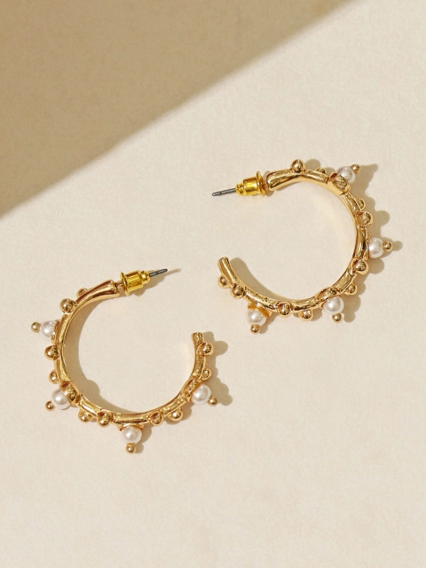 

Pipa Bella White & Gold-Toned Circular Hoop Earrings