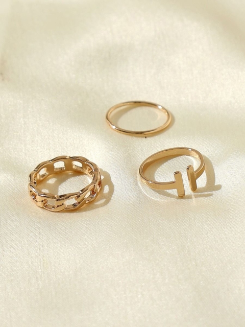 

Pipa Bella Women Set Of 3 Gold-Toned Minimal Rings