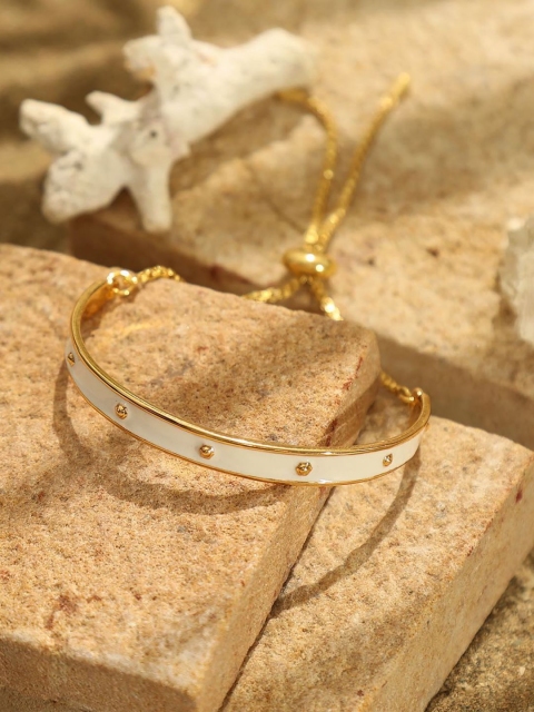 

Pipa Bella Women White Gold-Toned Enamelled Cuff Bracelet