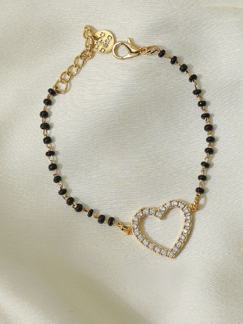 

Pipa Bella Women Gold-Plated Cubic Zirconia Heart Studded Link Bracelet
