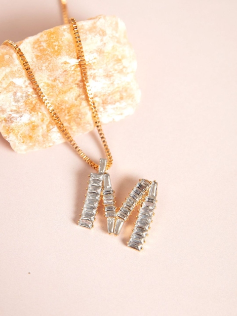 

Pipa Bella Gold-Toned Stone Studded M Initial Necklace