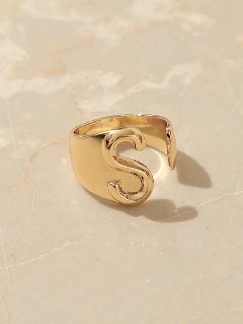 

Pipa Bella Women Gold-Plated S Initial Letter Adjustable Finger Ring