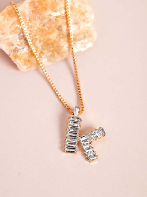 

Pipa Bella Gold-Toned Stone Studded K Initial Necklace