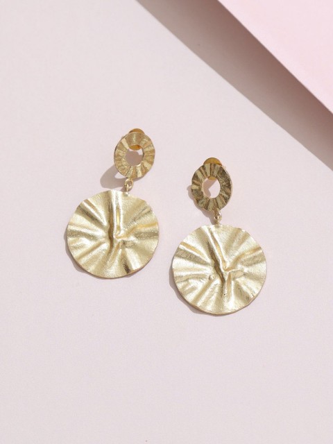

Pipa Bella Gold-Toned Hammered Circular Drop Earrings