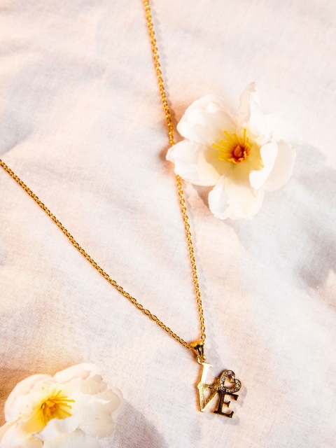 

Pipa Bella Women Gold-Toned Alloy Artificial Stones Studded Love Pendent Necklace