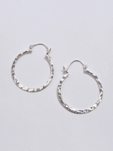 Pipa Bella Silver-Toned Hammered Circular Hoops