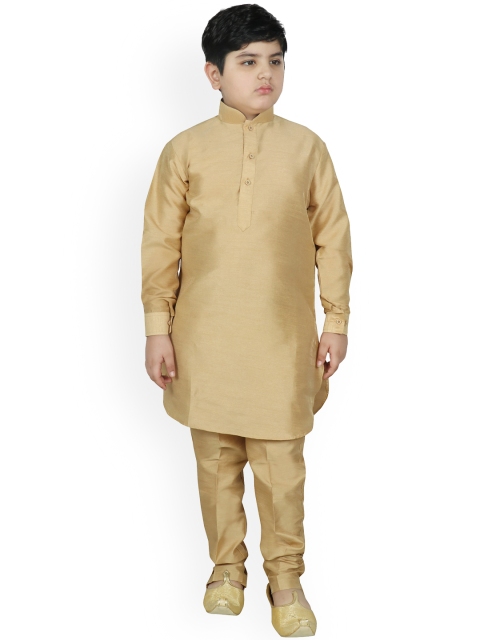 

SG YUVRAJ Boys Beige Regular Raw Silk Kurta with Churidar