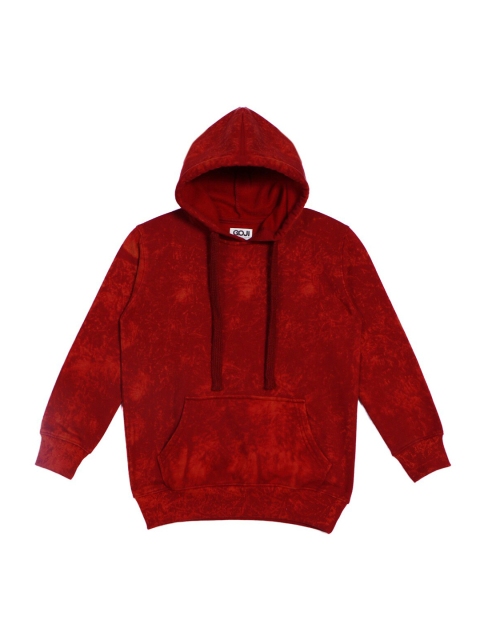 

GOJI Unisex Kids Maroon Printed Hooded Sweatshirt