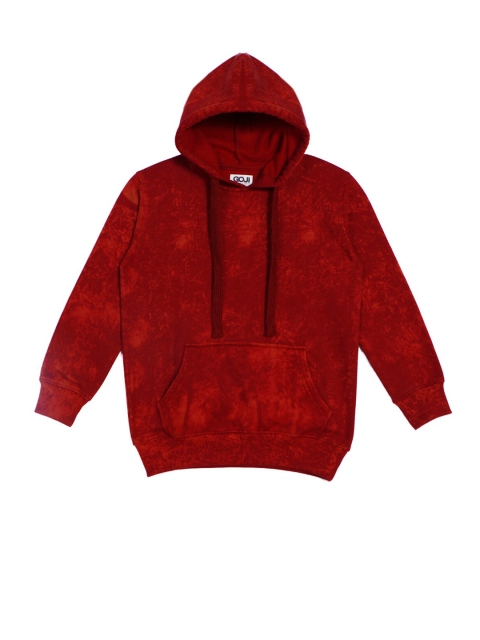 

GOJI Kids Maroon Printed Hooded Sweatshirt