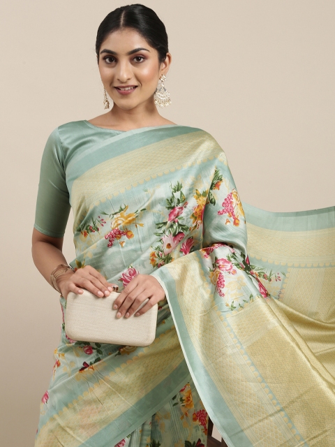 

KALINI Green Floral Art Silk Saree