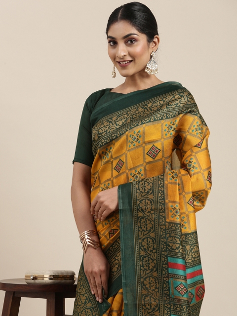 

KALINI Yellow Ethnic Motifs Printed Saree