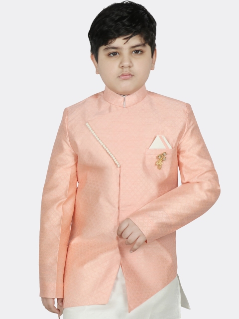 

SG YUVRAJ Boys Peach-Coloured Geometric Biker Jacket with Embroidered