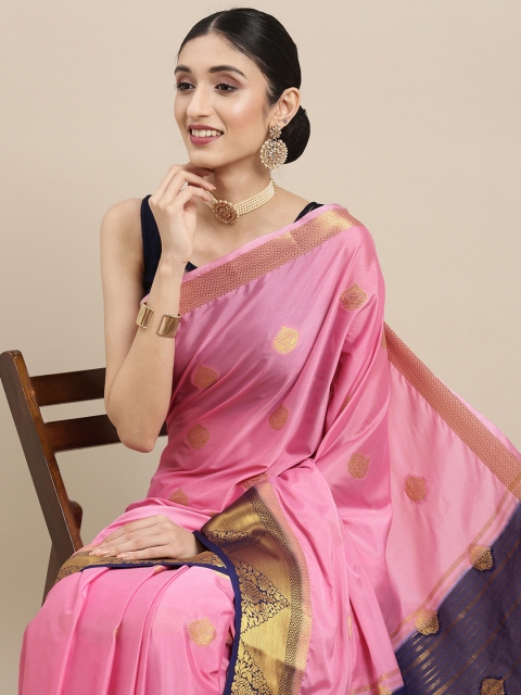 

MIMOSA Pink Ethnic Motifs Zari Mysore Silk Saree