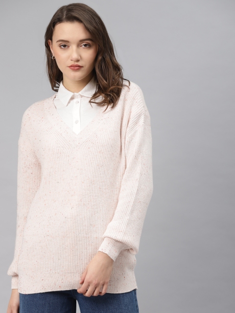 

Marks & Spencer Women Beige Speckled Longline Pullover