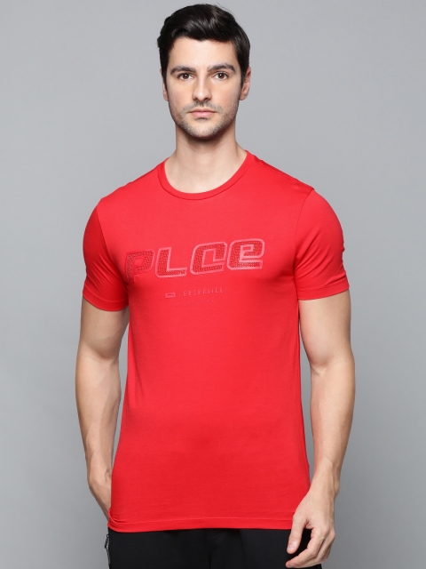 

883 Police Men Red Cotton Favre Brand Logo T-shirt