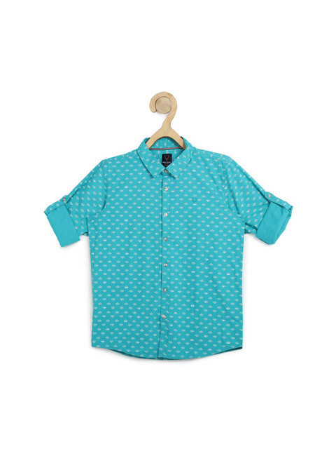 

Allen Solly Junior Boys Turquoise Blue Slim Fit Opaque Printed Casual Shirt