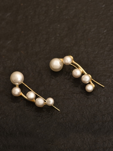 

Pipa Bella Gold-Toned & White Contemporary Pearl Drop Earrings