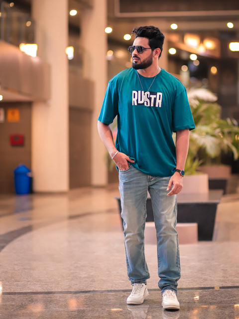 

The Roadster Lifestyle Co Men Green & White Brand Logo Printed Pure Cotton T-shirt