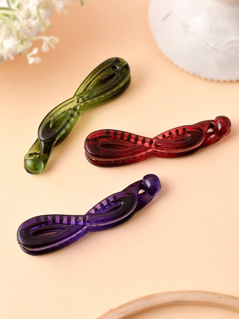 

Silvermerc Designs Women Green & Red Set of 3 Banana Clip